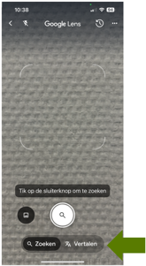 screenshot van vertaal beeld via google