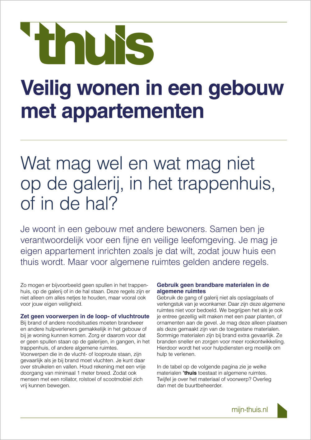 Folder Veilig wonen in gebouw met appartementen